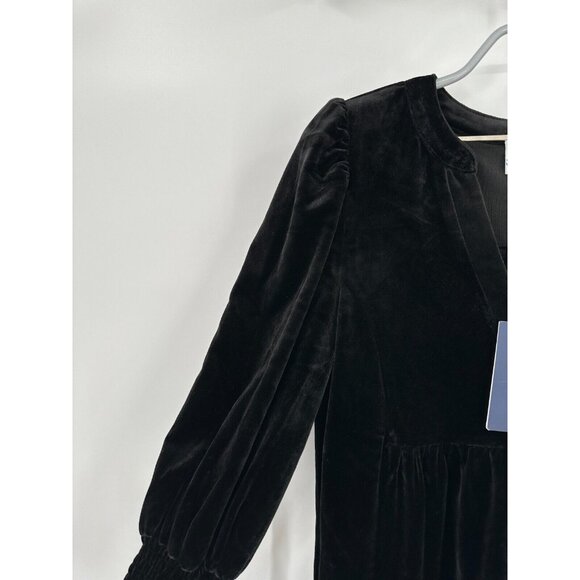 Pomander Place by Tuckernuck Black Velvet Kenzo Dress sz XL Tiered Mini Swing - Picture 3 of 6